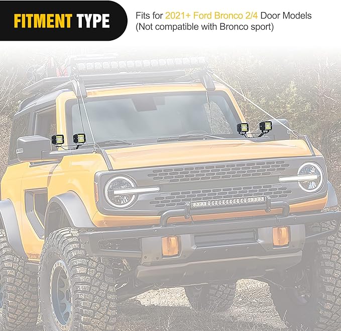 Nilight 2PCS Lower Windshield Hinge Mounting Brackets Dual A-Pillar Brackets for Offroad LED Fog Light Pods for 2021 2022 2023 2024 2025 2026 Ford Bronco