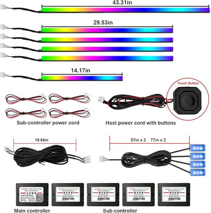 AMKI Dreamcolor Acrylic Interior LED Strip Light, Neon Light with Wireless APP Control, 10 in 1 Sub-Control Ambient Light Kit Accessories with DIY and Music Mode, 16 Million Colors