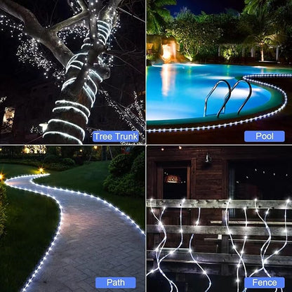WIND STAR Solar Rope Lights, 72FT 200 LEDs Dimmable Solar String Lights Outdoor with Remote, 8 Modes Tube Lights IP67 Waterproof for Yard Patio Garden Tree Fence Party, White