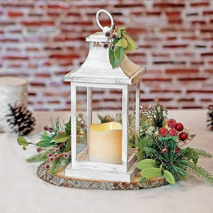 Kate Aspen LED Vintage Decorative Ivory Hampton-Rustic Home Shelf Decor Lantern, One Size (Pack of 2)