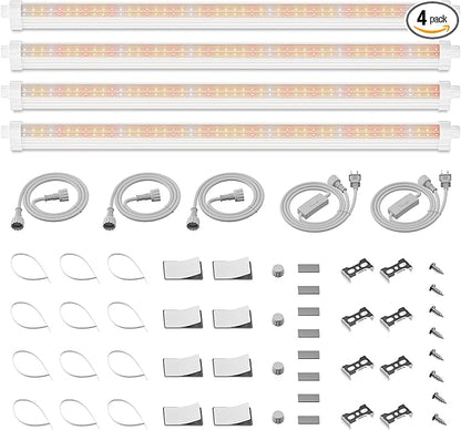 Spider Farmer 2FT LED Grow Lights for Indoor Plants,Full Spectrum (3000K+5000K+660nm),80W (4x20W,400W Equivalent),IP65 Waterproof,Linkable Design,Plant Light Strip for Shelves,Greenhouse,4-Pack