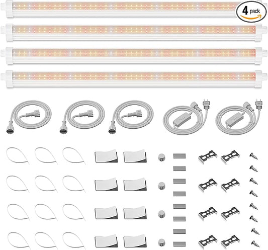 Spider Farmer 2FT LED Grow Lights for Indoor Plants,Full Spectrum (3000K+5000K+660nm),80W (4x20W,400W Equivalent),IP65 Waterproof,Linkable Design,Plant Light Strip for Shelves,Greenhouse,4-Pack