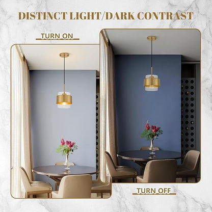 7" Modern Pendant Lights Kitchen Island, Gold Mini Pendant Light Fixtures with Clear Glass Shade, Adjustable Hanging Light Fixtures for Kitchen Island Restaurant Hallway,2 Pack