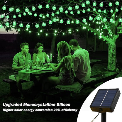 USOKYO Solar Lights Outdoor Waterproof, 2 Pack Total 200LED 110FT Solar String Lights for Outside with 8 Modes, Outdoor String Lights Crystal Globe Patio Lights for Garden Yard Party Decor(Green)