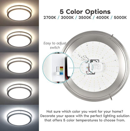 LUXRITE 18 Inch LED Flush Mount Ceiling Light, CCT Color Temperature Selectable 2700K | 3000K | 3500K | 4000K | 5000K, Dimmable Ceiling Light Fixture, 24W, 2160 Lumens, Energy Star, ETL Listed