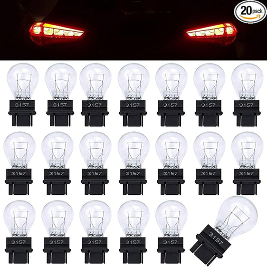 ecocstm 20 PCS 3157 Tail Light Bulb, Miniature 4157 Brake Light Bulb, Waterproof 3157 4157 Turn Signal Bulb, Automotive Side Marker Tail Light Replacement for Truck SUV Car (White)