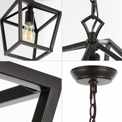 JONATHAN Y 8" Oil Rubbed Bronze Lantern Pendant Light, 1-Light Pagoda Style Metal Cage Farmhouse Hanging Ceiling Fixture for Kitchen Island, LED Bulb Included JYL7618A