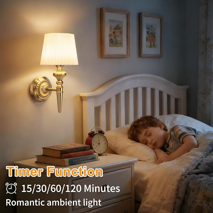 Cordless Battery Powered Wall Sconce Vintage Set of 2, Touch Type & Remote, Timer, Wireless 6800mAh Rechargeable Battery Small Wall Lamp for Wall Painting, Living Room, Bedroom, Hallway, Gifts(Gold)