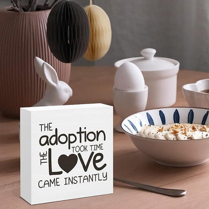 Adoption Gifts for Adoptive Parents, Thank You Gifts for Adoptive Parents, Adoption Day Gift Wooden Sign for Home Office Desk Decoration 5 x 5 Inches