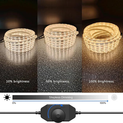 33ft Flat Rope Light Outdoor Warm White, 12V Dimmable LED Strip, 600 LEDs Flexible Waterproof Lighting for Outside House, Camping, Porch – Not Tube Light, Single Run Only