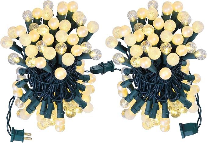 Globe String Lights: 2 Pack 70 LED Mix-Ball Fairy Lights Plug in UL Listed Christmas Tree Lights 19Ft Christmas Outdoor Indoor Fairy Lights for Bedroom Tree Patio Party Garden Wedding, Warm White