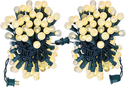 Globe String Lights: 2 Pack 70 LED Mix-Ball Fairy Lights Plug in UL Listed Christmas Tree Lights 19Ft Christmas Outdoor Indoor Fairy Lights for Bedroom Tree Patio Party Garden Wedding, Warm White