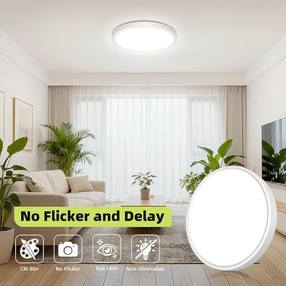 hepside LED Flush Mount Ceiling Light, 13Inch 24W LED Ceiling Lights Fixture,5 Color Temperatures in One,Ultra-Thin Flush Mount Light Fixture for Closet Bathroom Hallway Bedroom Laundry (2PACK)