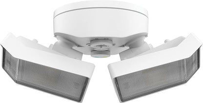 Lithonia Lighting HomeGuard 2-Light LED Outdoor Flood Lights, Outdoor LED Lights, Dusk to Dawn Sensor, Adjustable Lumens, Selectable Color, Square Heads, White (HGX LED 2SH ALO SWW2 120 PE WH M2)