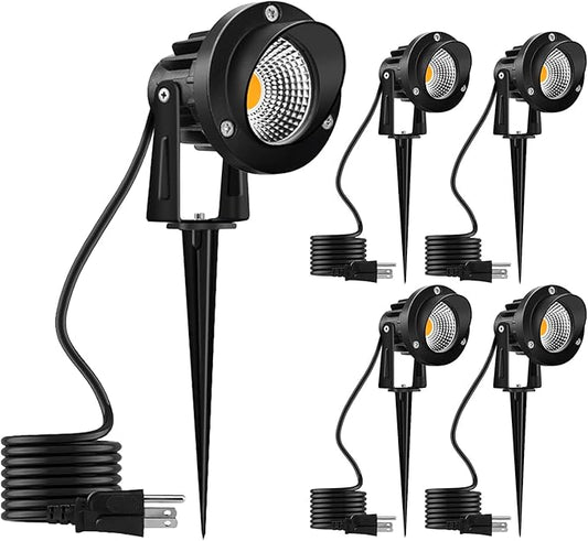Romwish LED Landscape Spotlight 10W, Outdoor Landscape Lighting 120V Plug-in, 1100LM Waterproof LED Landscape Lights, Landscape Spot Lights for Yard, Garden, Tree, Driveway, 3000K Warm White-4 Pack