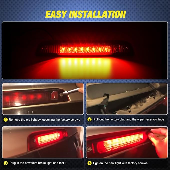 Nilight Third Brake Light Tail High Mount 3rd Stop Lights Smoked Lens Compatible with Jeep Patriot 2007 2008 2009 2010 2011 2012 2013 2014 2015 2016 2017 Van SUV Rear Center Cab Lamp