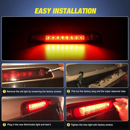 Nilight Third Brake Light Tail High Mount 3rd Stop Lights Smoked Lens Compatible with Jeep Patriot 2007 2008 2009 2010 2011 2012 2013 2014 2015 2016 2017 Van SUV Rear Center Cab Lamp