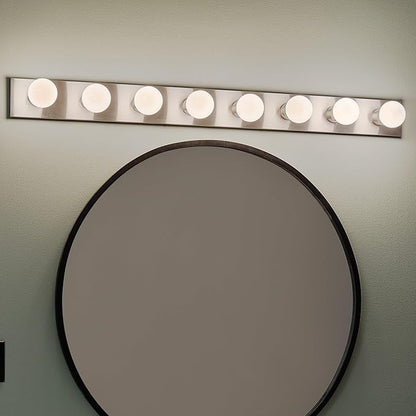 Kichler Linear 48" Bathroom Vanity Light Fixture, 8-Light Modern Brushed Nickel Bath Bar for Bathroom Lighting over Mirror, Transitional Style (48" x 4.25" x 2"), 628NI