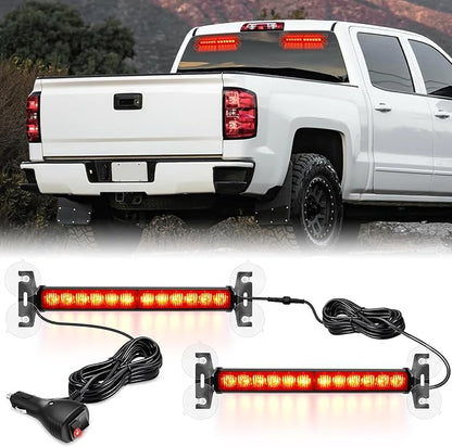 Nilight 24LED Emergency Strobe Traffic Advisor Light Bar 2 in 1 Red Dash Warning Safety Flashing Lights Front/Rear Windshield Construction Lights for Trucks Cars Plow Police Firefighter Vehicles
