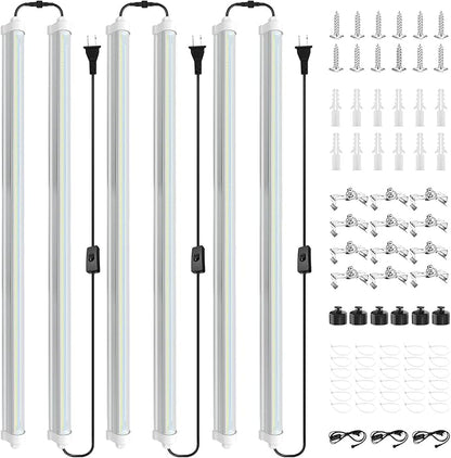 JESLED 4FT Waterproof Grow Lights for Indoor Plants, Sunlight Full Spectrum 5000K LED for Seed Starting, Seedling & Vegetables, 288W(6 X 48W,1800W Equiv), Linkable Grow Light Strip with Switch, 6P