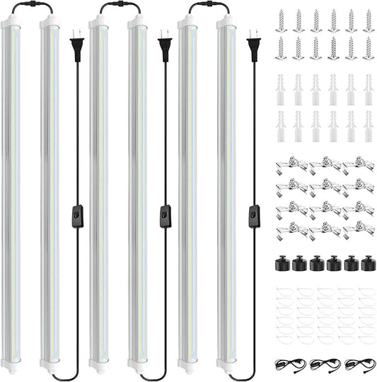 JESLED 4FT Waterproof Grow Lights for Indoor Plants, Sunlight Full Spectrum 5000K LED for Seed Starting, Seedling & Vegetables, 288W(6 X 48W,1800W Equiv), Linkable Grow Light Strip with Switch, 6P