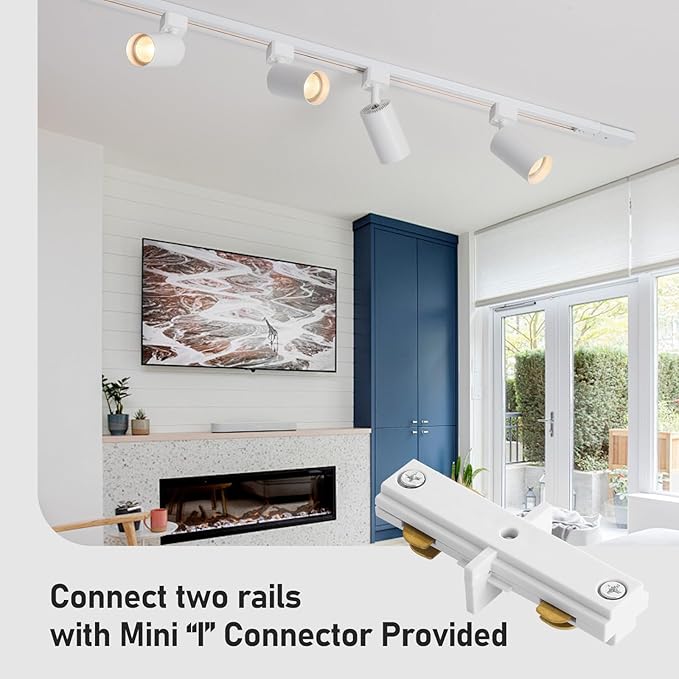 12-Light LED Track Lighting Kit with 13FT H Track Lighting Rails & Floating Canopy Connector, GU10 Track Light Kit, Modern Kitchen Track Lighting Fixtures Ceiling Spot Light, White(No Bulbs)