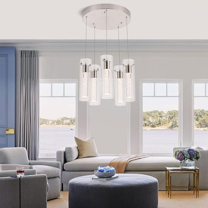 Pendant Lights Kitchen Island Brushed Nickel, 3000K-6000K Dimmable LED Pendant Light Fixtures with Remote, Modern Kitchen Pendant Lighting Over Island for Dining Room & Bar Counter