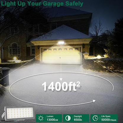LED Flood Light Outdoor, Led Stadium Lights Super Bright Security Lights 100W, 13000Lumen, 6500K Daylight White, IP67 Waterproof