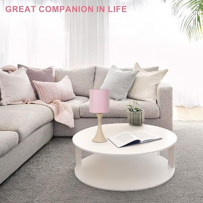 Seaside village Pink Touch Lamp, 3 Way Touch Control Desk Lamp, Bedside Dimmable Lamp Decorative Nightstand Lamp, Small Night Light for Girls, Living Room, Dorm, Home Office, 9W LED Bulb Included