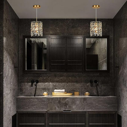 Modern K9 Crystal Pendant Lights Kitchen Island,1 Lighting Gold Chandeliers for Dining Room Light Fixtures Over Table,Hanging Chandelier for Kitchen Island Entryway Bathroom BedHead Light
