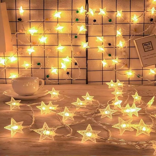 2 Pack Star String Lights - 17 Ft 50 LED Fairy Christmas Lights Battery Operated, Indoor Outdoor Waterproof Star Twinkle Light for Bedroom Tent Loft Bed Party Camping Decor