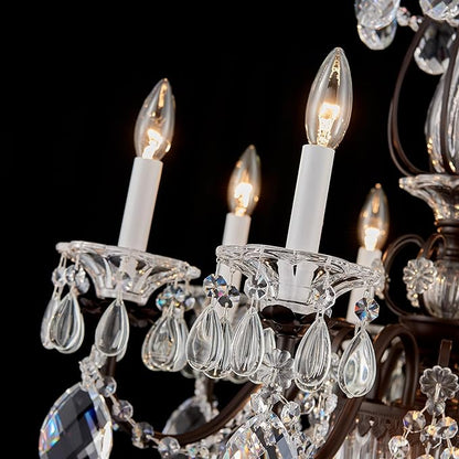 Crystal Chandelier for Dining Room, 8-Light Vintage Brown Chandelier, Pendant Ceiling Light Fixture for Living Room Hallway Entryway Foyer Staircase 30.3" H x 26.8" D