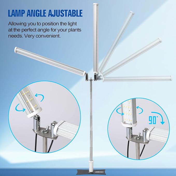 Standing LED Grow Light，Adjustable Dual Head T12 Bar Plant Light, White 6500K Full Spectrum Plant Grow Lamp on Stand for Indoor Plants Seed Starting, Seedlings, Veg, Flower