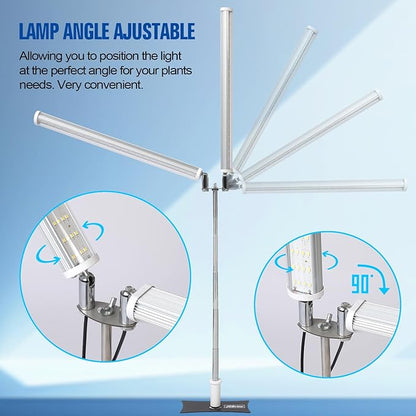 Standing LED Grow Light，Adjustable Dual Head T12 Bar Plant Light, White 6500K Full Spectrum Plant Grow Lamp on Stand for Indoor Plants Seed Starting, Seedlings, Veg, Flower