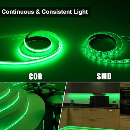 JOYLIT 24V RGBW COB LED Strip Lights 16.4FT/5M RGB + 3000K Warm White Dual Mode, Flexible 784 LEDs/M High Density Dotless Tape Light for Indoor, Bedroom, Kitchen, Home Theater Lighting (Light Only)