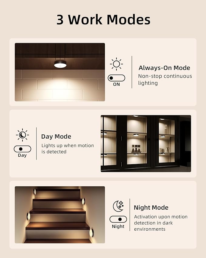 EZVALO Under Cabinet Lighting with Charging Station, 1000mAh Rechargeable Puck Lights with Remote, 3 Color Temps & 12 RGB Closet Lights, Dimmable Motion Sensor Lights for Shelf, Kitchen (3 Packs)