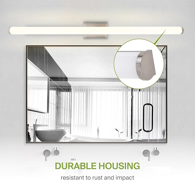 ASD 48" LED Linear Vanity Light Fixture, Modern Bathroom Sconce — 3 Color 3000K-5000K, Dimmable, 35W 3800LM, Energy Star & ETL Listed — Over Mirror Makeup Bar for Bedroom, Cabinets — Nickel, 4 Pack