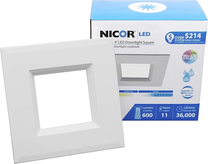 NICOR Lighting DLQ4-10-120-4K-WH DLQ4 LED Downlight, 4000K,4 Inches