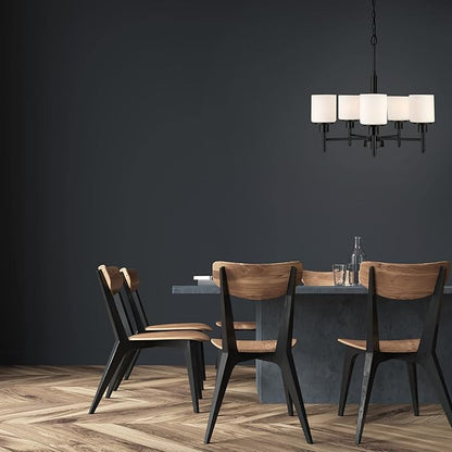 Design House 556639-BLK Aubrey Transitional 5-Light Indoor Chandelier Dimmable Frosted Glass for Entryway Dining Room Foyer, Matte Black