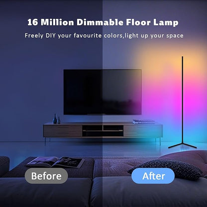 LED Corner Floor Lamp, Corner Lamp - 16 Million DIY Colors, 68+ Scenes, App & Remote Control, Smart RGBICW Corner Light with Music Sync & Timer Setting, LED Lamp for Bedroom, Living Room, Gaming Room
