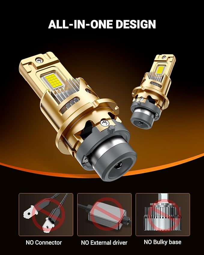 SEALIGHT D4S Bulbs 6500K Cool White Brighter 1:1 Mini Size Plug and Play HID Fog Lights Replacement, IP68 Waterproof 0.01s Instant Start Pack of 2