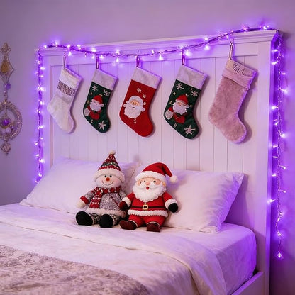 LAMPHOME 33ft 100LED Purple String Lights, Waterproof Plug in 16 Modes Twinkle Christmas Lights, Indoor Outdoor Halloween Decor for Bedroom Yard Garden, Purple Christmas Tree Carnival Party Supplies