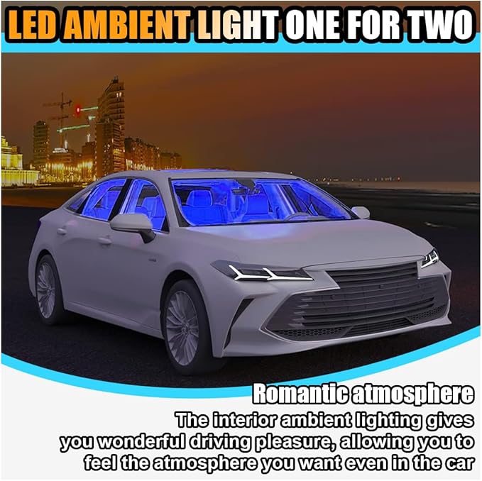 Universal Car LED Strip Light, Cigarette Lighter Auto Interior Decorative Lamp, 12V Under Dash Ambient Night Light, 24 LEDs RGB Neon Interior Atmosphere Lights for Car SUV (Blue, Cigar Lighter)