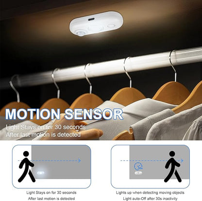 LED Motion Sensor Light Indoor, Magnetic Under Cabinet Lighting Daylight White, Dimmable Rechargeable Puck Lights for Closet, Kitchen, Stairs(6 Pack)