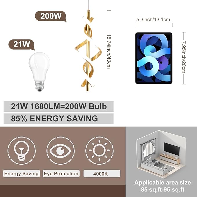 Modern LED Pendant Light Fixtures 4000K Pendant Lights Gold Hanging Lamp for Dining Room Bedroom Living Room (1 Pack)