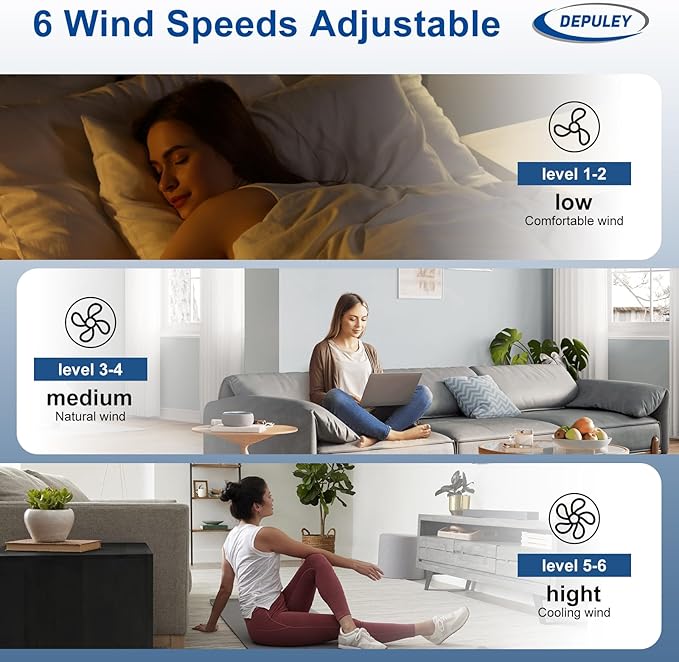Depuley Ceiling Fan Without Light: 52 Inch 3 Blade Indoor Outdoor Fans for Patios - Wood Ceiling Fan No Light Remote APP Control Ultra Quiet DC Motor Reversible 6 Speed Timer