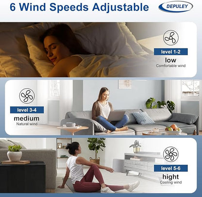 Depuley Ceiling Fan Without Light: 52 Inch 3 Blade Indoor Outdoor Fans for Patios - Wood Ceiling Fan No Light Remote APP Control Ultra Quiet DC Motor Reversible 6 Speed Timer