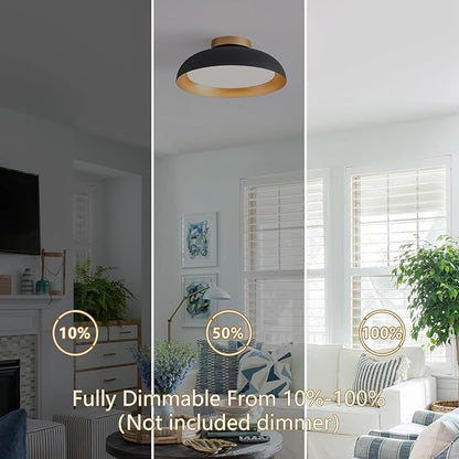 Bargeni Flush Mount Ceiling Light,12.5 inch Ceiling Lighting Fixture,Mid Century Light Fixtures Ceiling Mount,5CCT Dimmable/2700K-6000K/20W,Kitchen Lighting Fixtures Ceiling,ETL Certified
