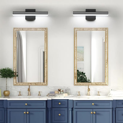 SineRise 16-Inch LED Modern Bathroom Vanity Light Bar, Matte Black Modern Acrylic Bathroom Wall Lighting Fixtures Over Mirror (Cool White 6000K)