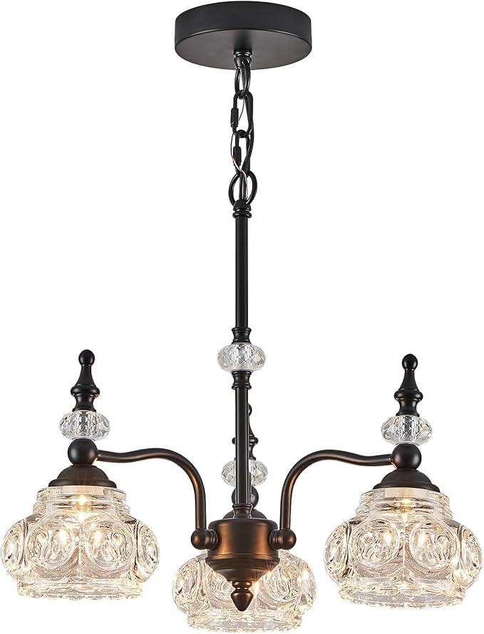Modern 3-Light Chandeliers Black Kitchen Island Pendant Light for Farmhouse Living Room Bedroom Hotel